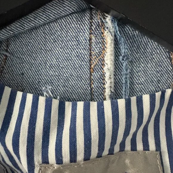 Vintage French Navy lined denim jacket chore coat workwear women's S [READ] - Picture 2 of 8